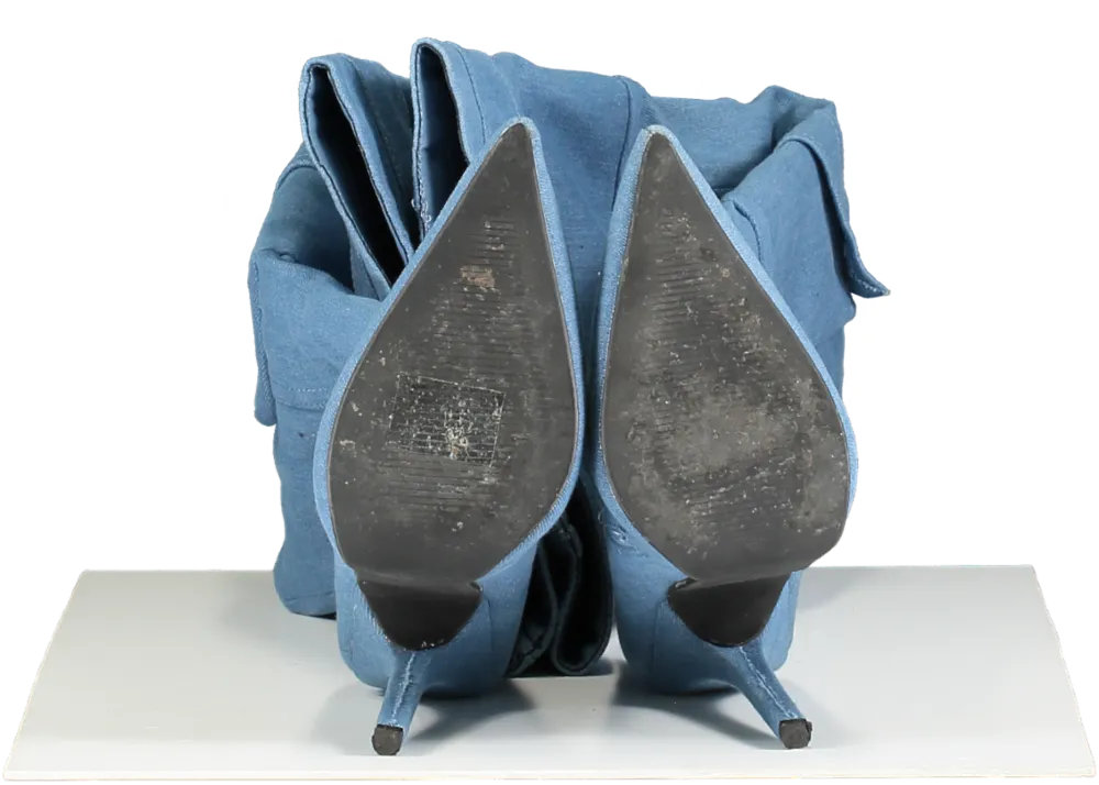 EGO Blue Denim Knee High Boots UK Size 4