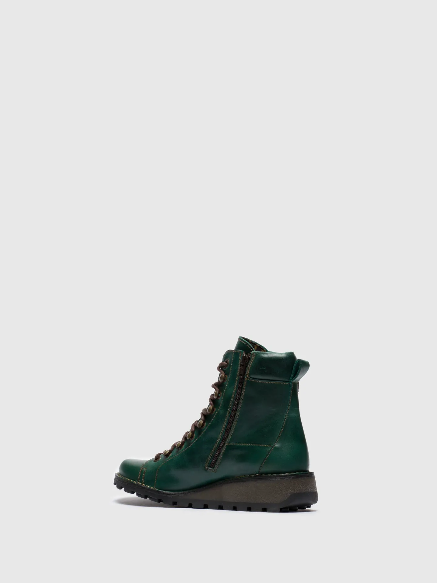 Green Lace-up Ankle Boots