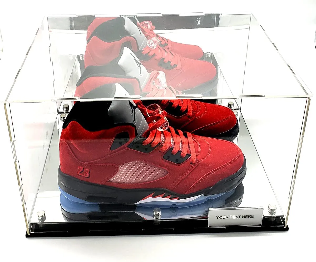 Shoes Sneaker Shelf Wall Mount Acrylic Display Case Memorabilia Box UV Protection Floating Box (2 Shoes 15x12x9)