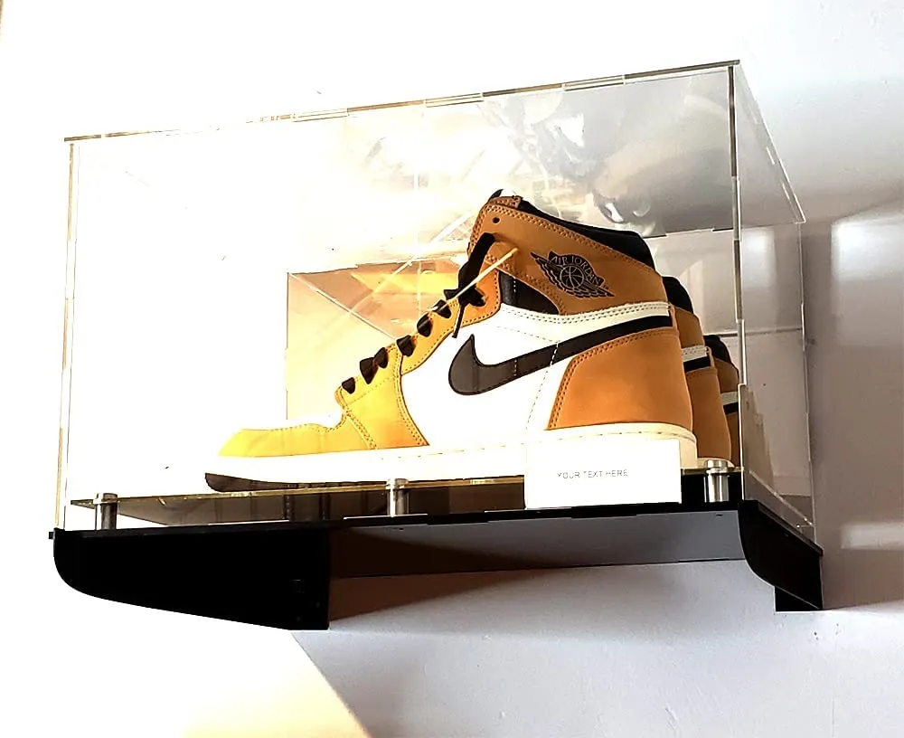 Shoes Sneaker Shelf Wall Mount Acrylic Display Case Memorabilia Box UV Protection Floating Box (2 Shoes 15x12x9)
