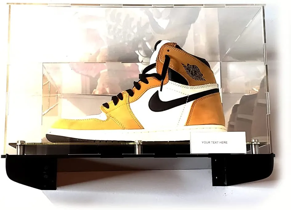 Shoes Sneaker Shelf Wall Mount Acrylic Display Case Memorabilia Box UV Protection Floating Box (2 Shoes 15x12x9)