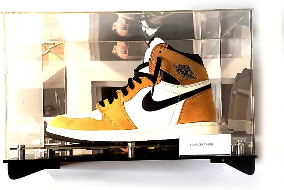 Shoes Sneaker Shelf Wall Mount Acrylic Display Case Memorabilia Box UV Protection Floating Box (2 Shoes 15x12x9)