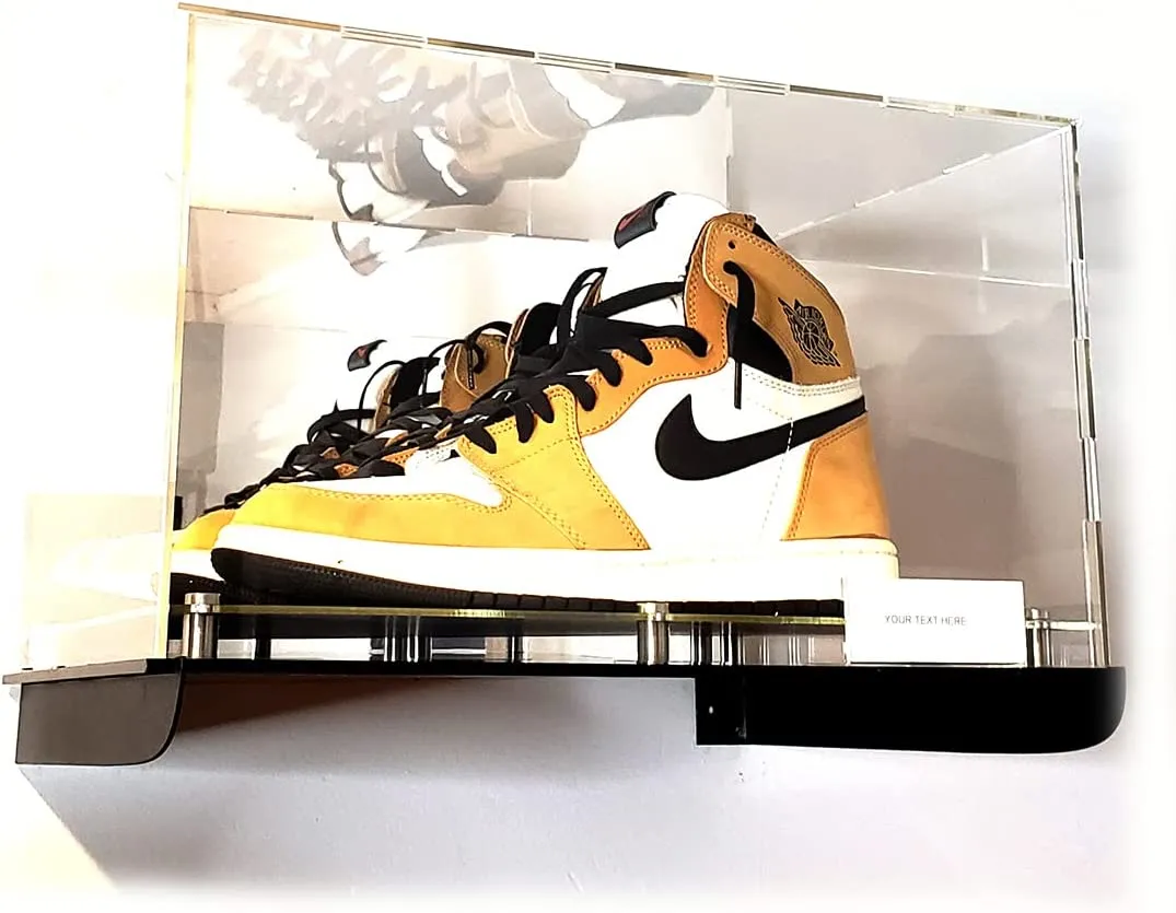 Shoes Sneaker Shelf Wall Mount Acrylic Display Case Memorabilia Box UV Protection Floating Box (2 Shoes 15x12x9)