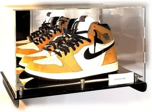Shoes Sneaker Shelf Wall Mount Acrylic Display Case Memorabilia Box UV Protection Floating Box (2 Shoes 15x12x9)